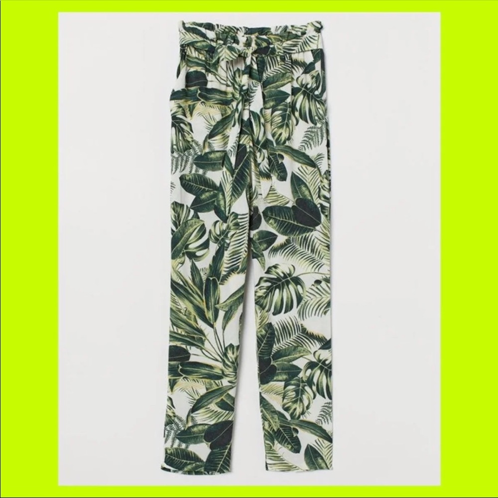 H&M palm print paper bag waist pants - size 2